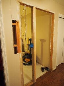 Mean while, Rick framed the opening to the bedroom for the door installation.f