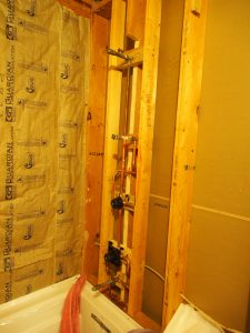 While I was at work, Plumber finished piping for the showers
