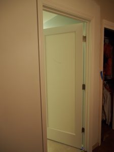 The  door we order came with a wrong hinge color, so we went back to swap and re-install the new hinges.
